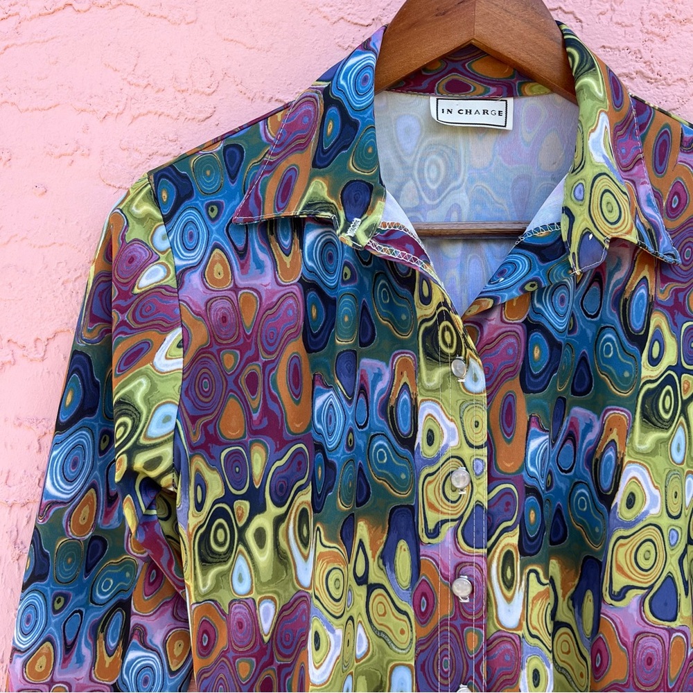 Vintage In Charge Button Down Shirt 70s